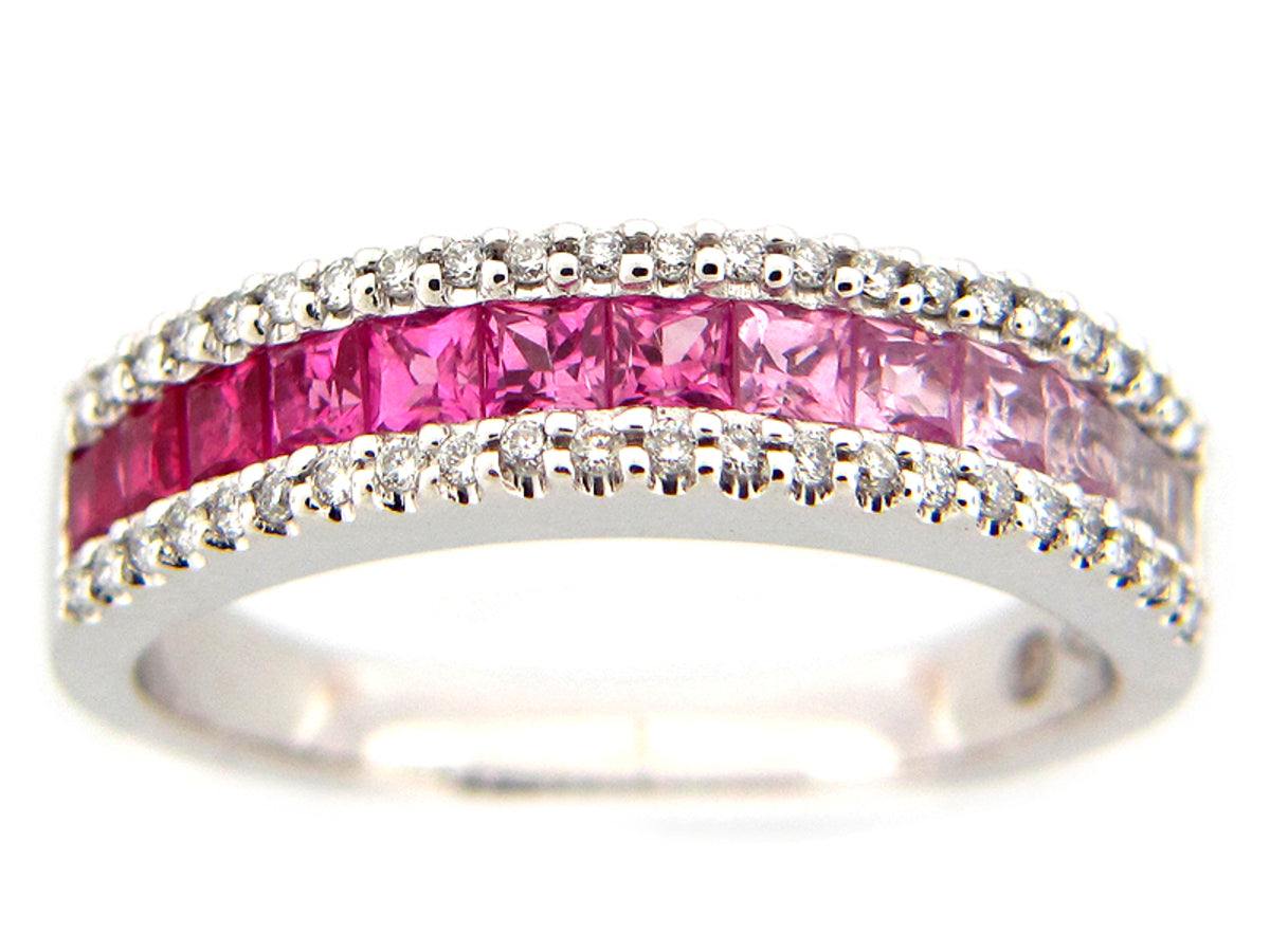 PINK SAPPHIRE & DIAMOND RING, 14KW (H), C=1.30