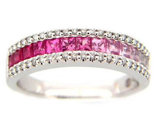 PINK SAPPHIRE & DIAMOND RING, 14KW (H), C=1.30