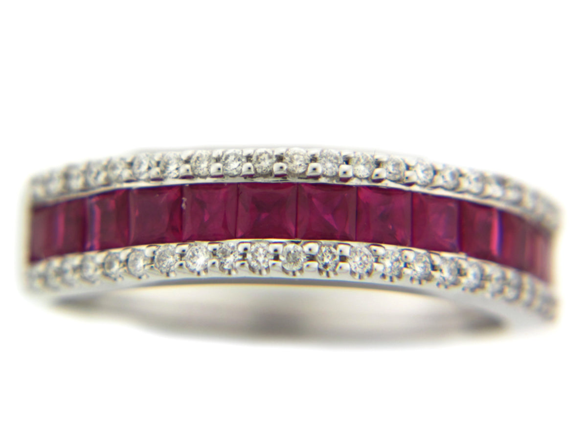 RUBY & DIAMOND RING, 14KW (H), C=1.30