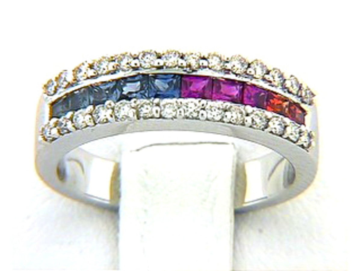 RAINBOW SAPPHIRE & DIAMOND RING