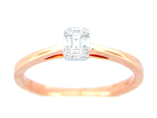 DIAMOND EMERALD CUT CLUSTER RING, 18KWR (N)