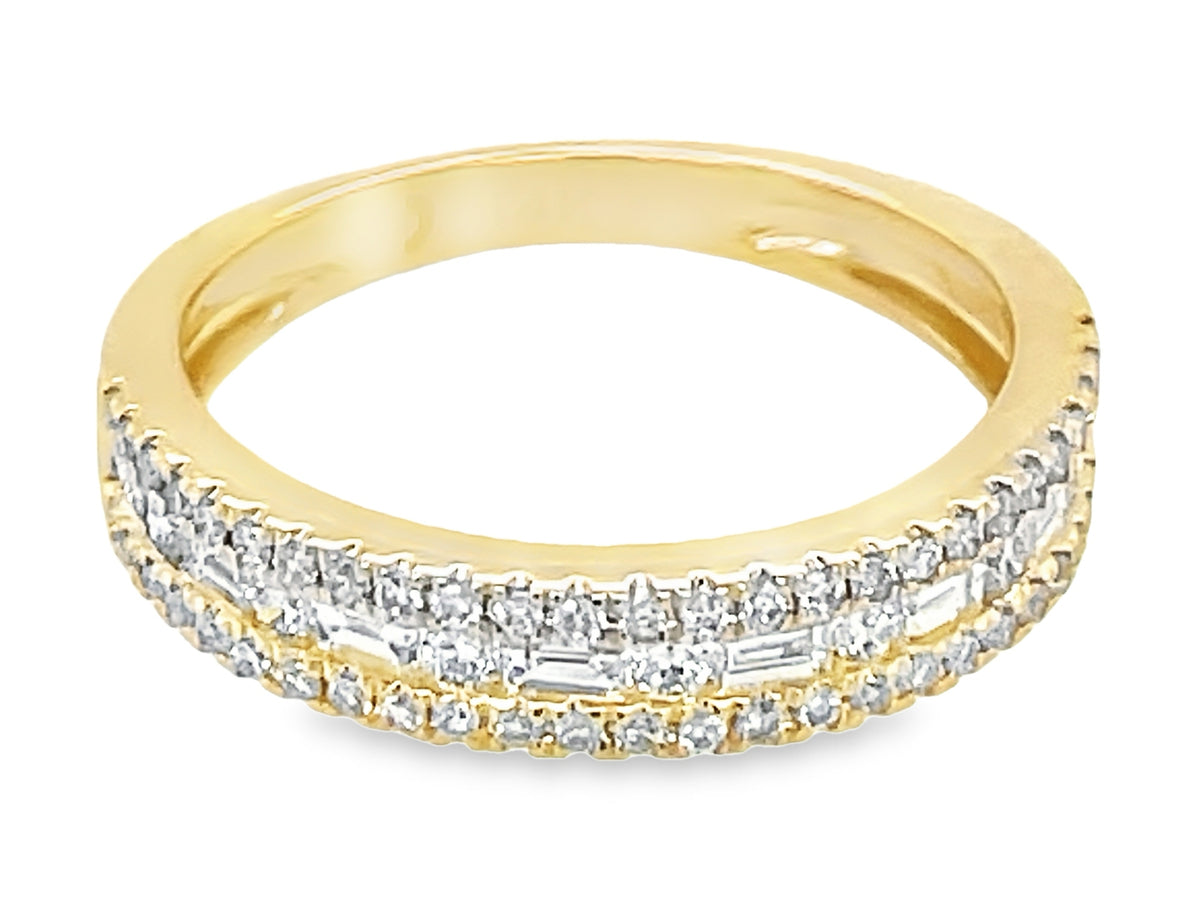 Diamond Alternating Baguette & Round 3.5mm Band (--)