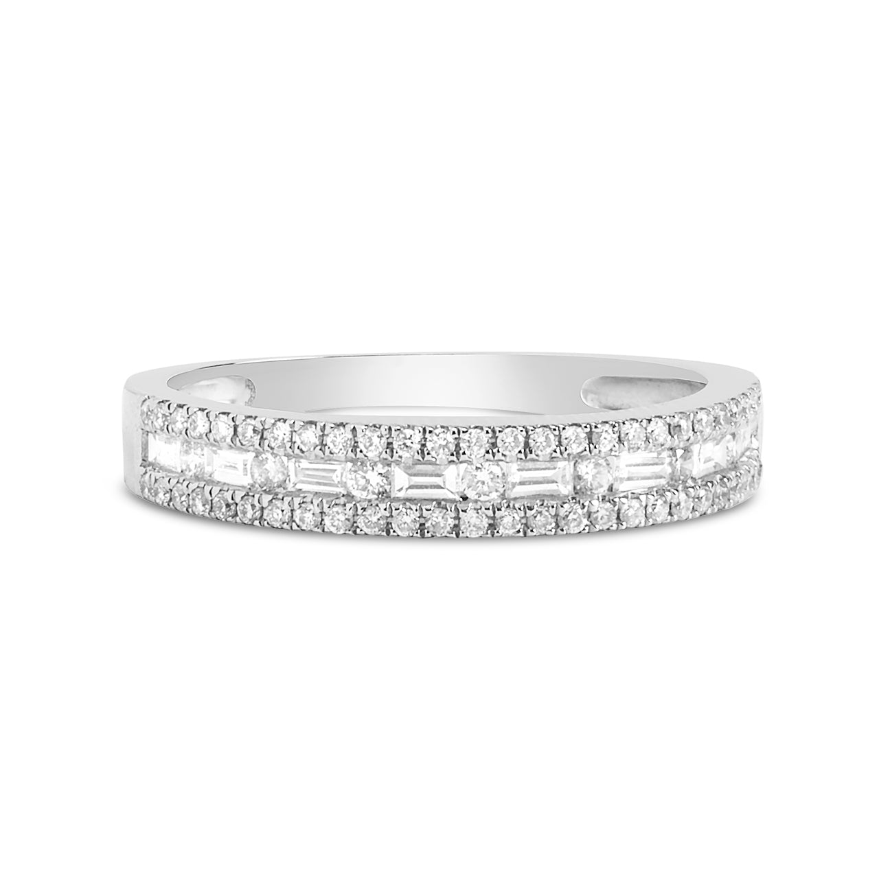 Diamond Alternating Baguette & Round 3.5mm Band