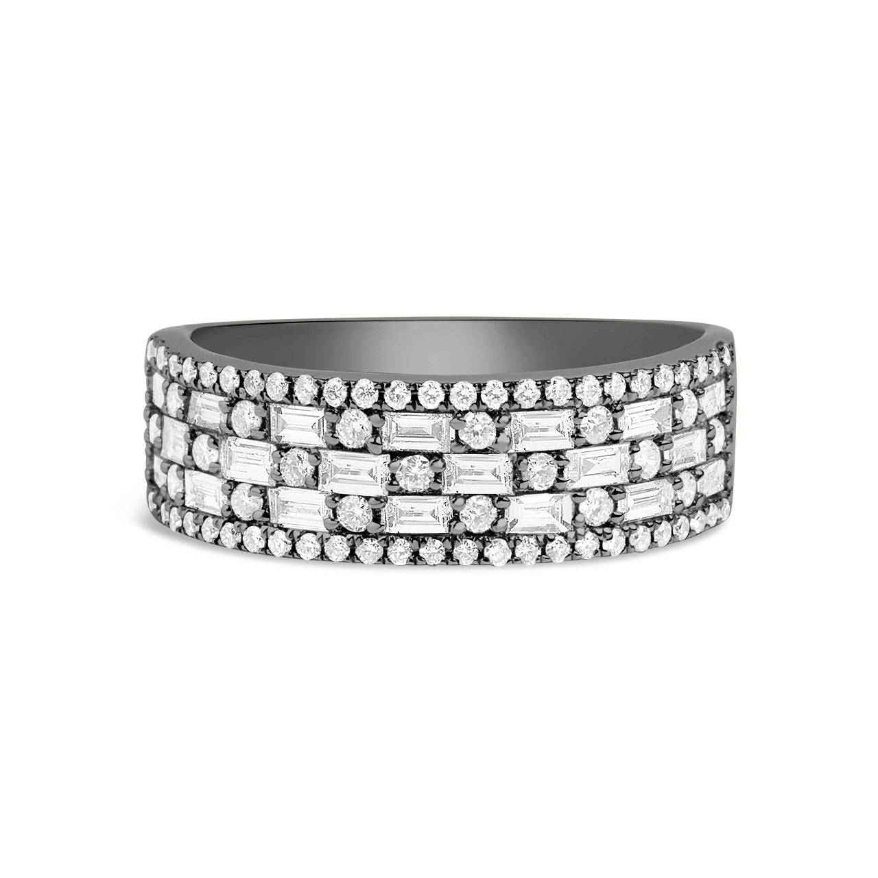 Diamond Alternating Baguette & Round 6.5mm Band