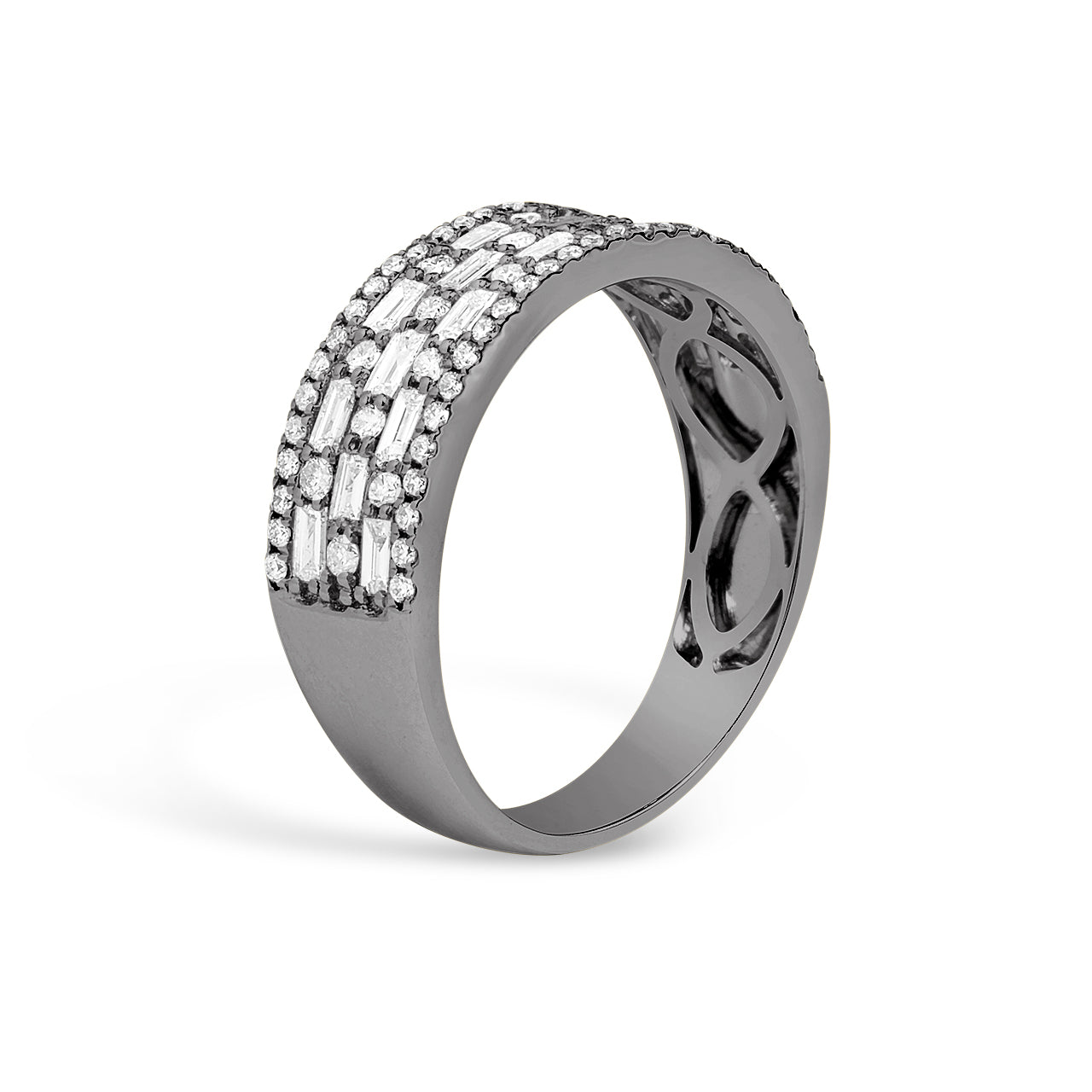 Diamond Alternating Baguette & Round 6.5mm Band