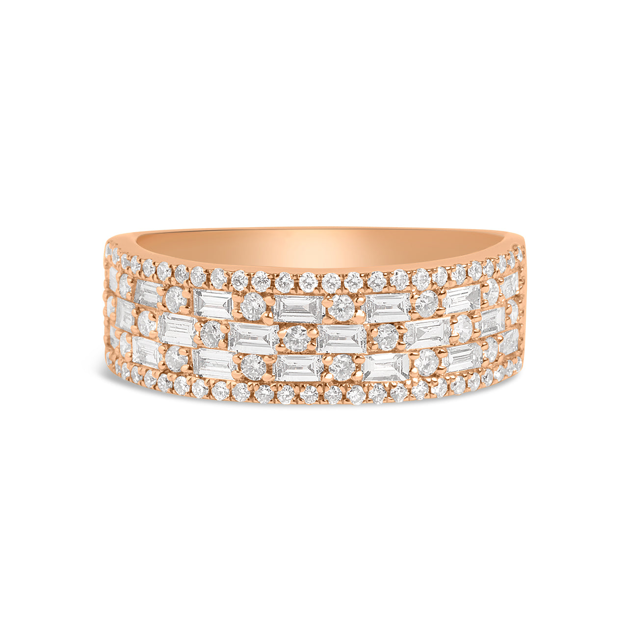 Diamond Alternating Baguette & Round 6.5mm Band