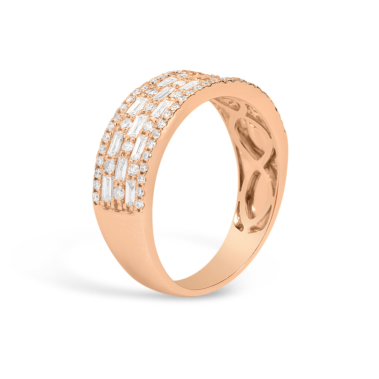 Diamond Alternating Baguette & Round 6.5mm Band