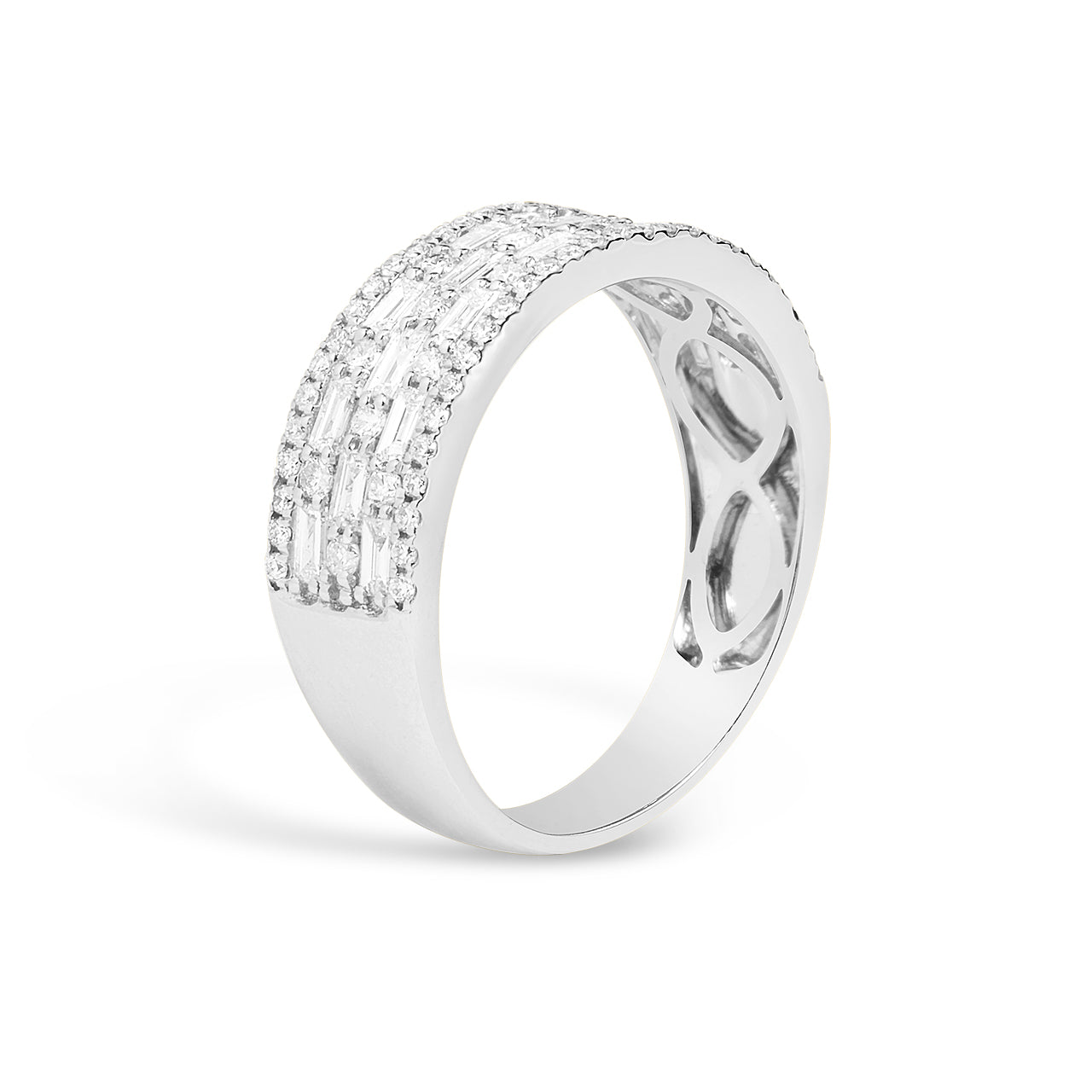 Diamond Alternating Baguette & Round 6.5mm Band