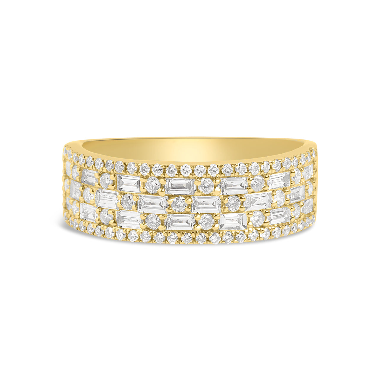 Diamond Alternating Baguette & Round 6.5mm Band