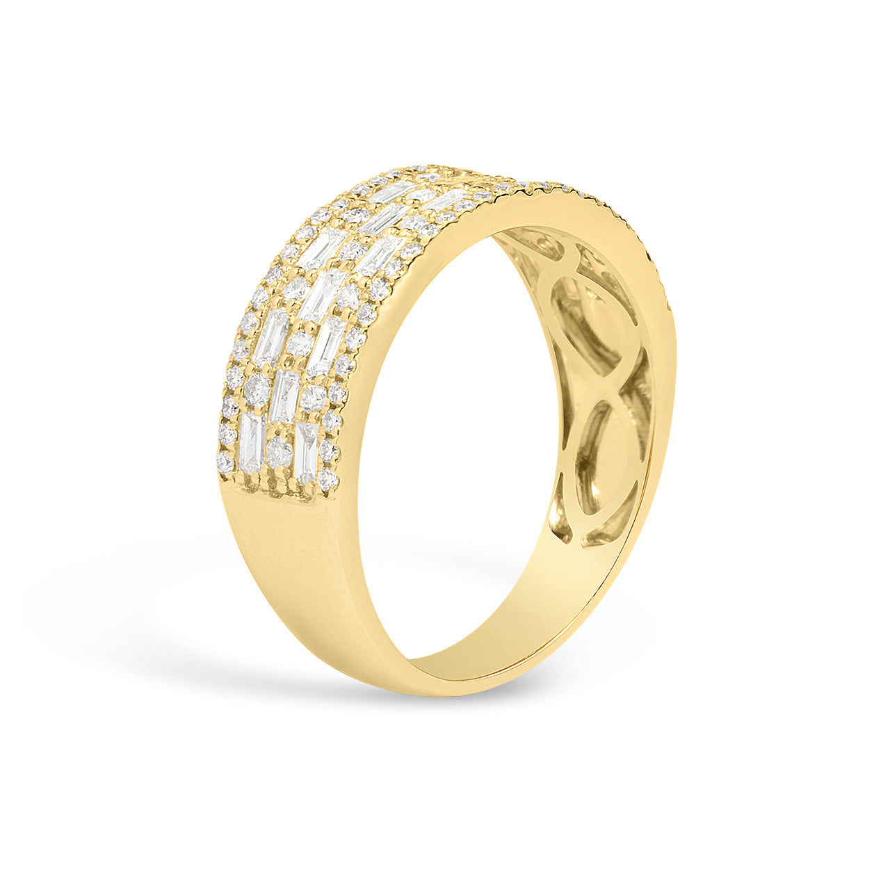 Diamond Alternating Baguette & Round 6.5mm Band