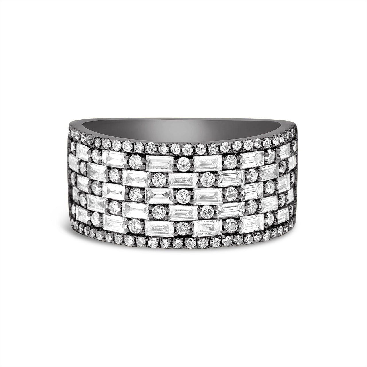 Diamond Alternating Baguette & Round 9.5mm Band