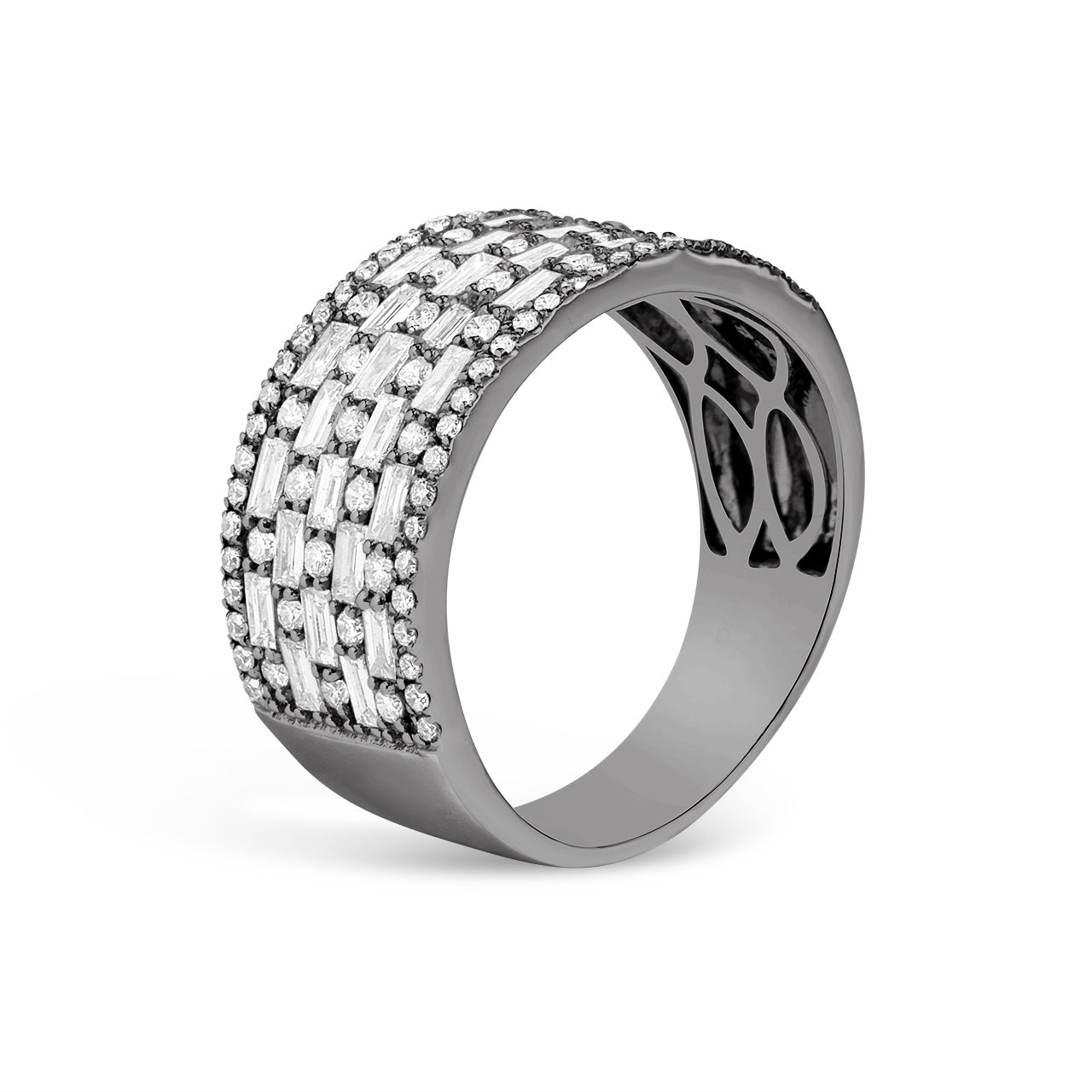 Diamond Alternating Baguette & Round 9.5mm Band