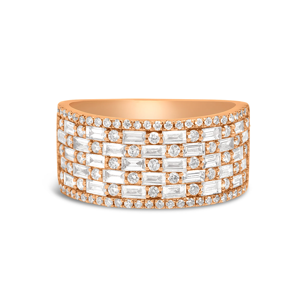 Diamond Alternating Baguette & Round 9.5mm Band