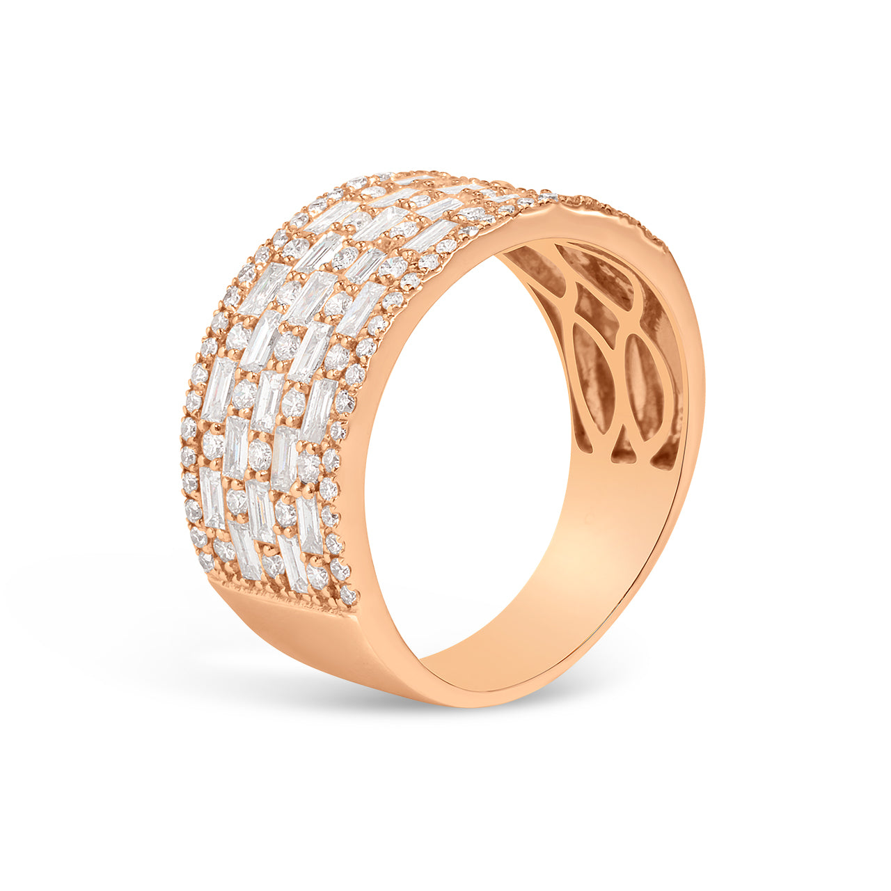 Diamond Alternating Baguette & Round 9.5mm Band