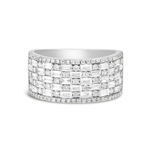 Diamond Alternating Baguette & Round 9.5mm Band