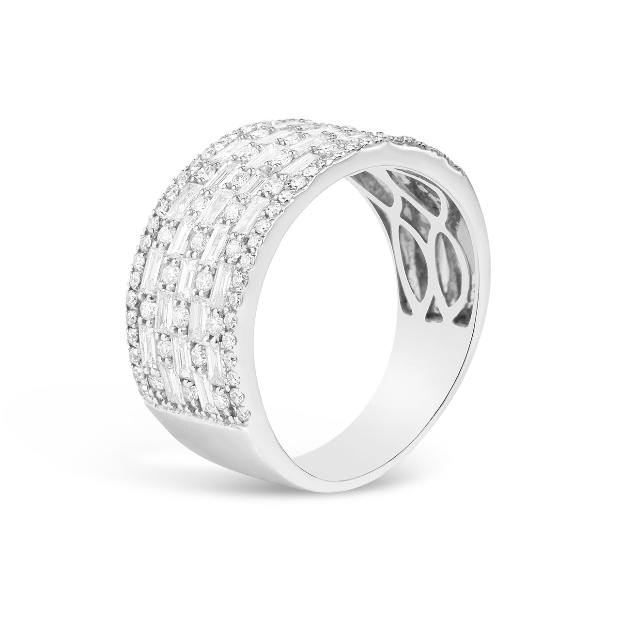 Diamond Alternating Baguette & Round 9.5mm Band