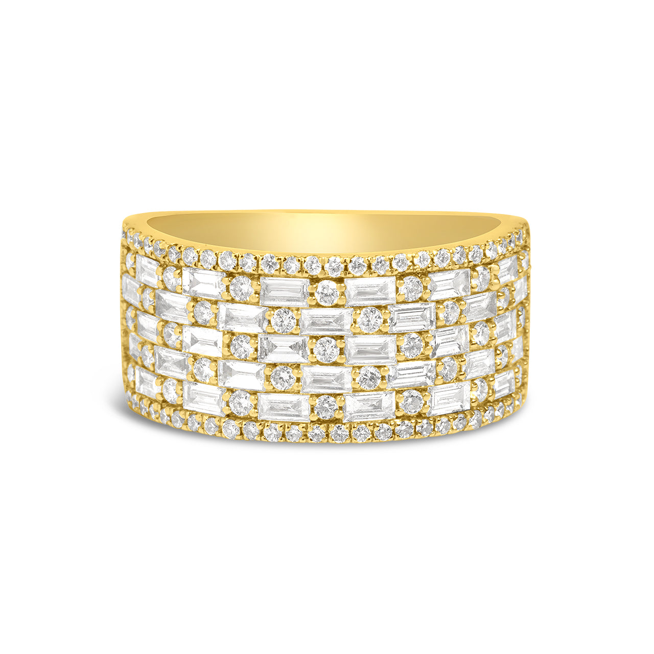 Diamond Alternating Baguette & Round 9.5mm Band