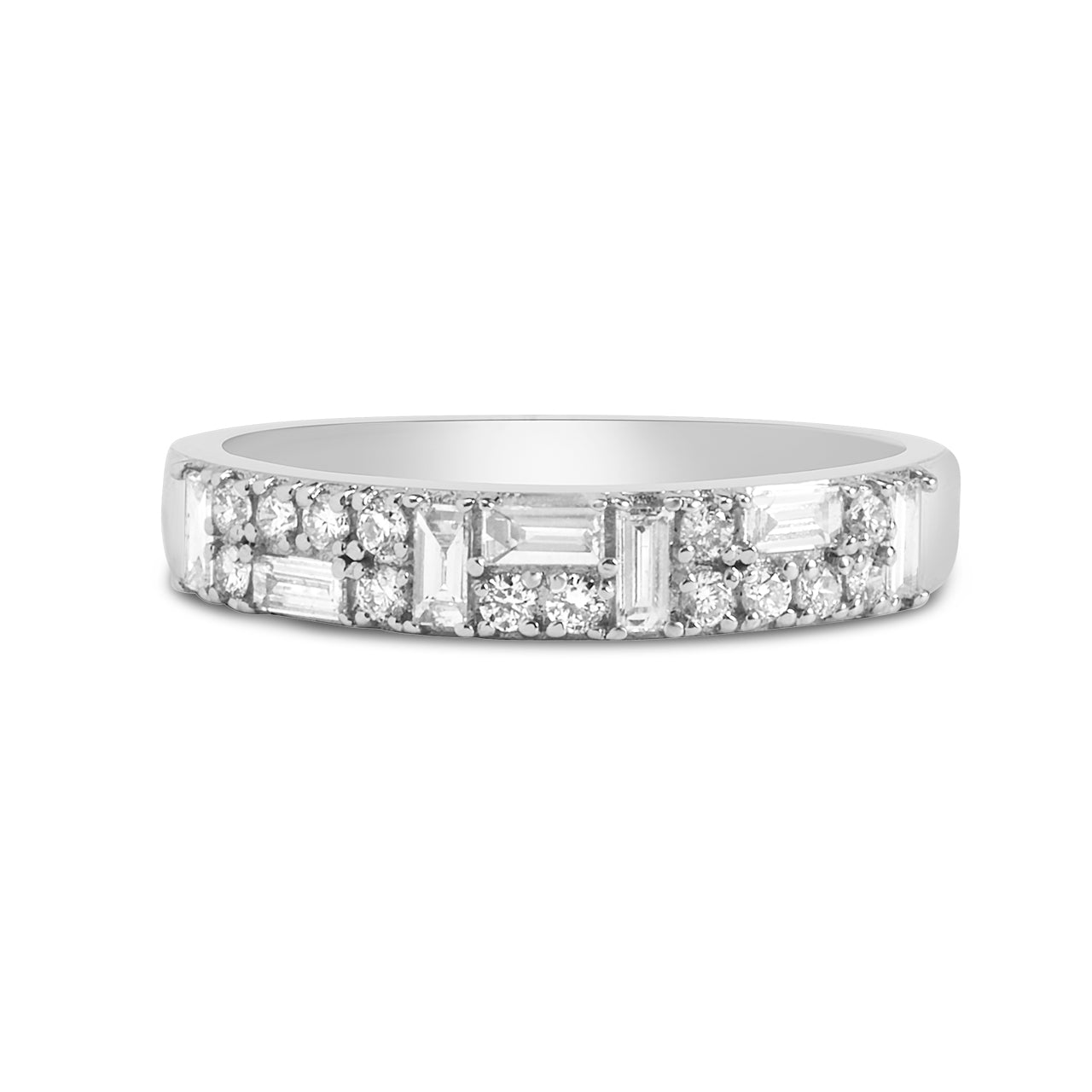 Diamond Baguette & Round Mosaic Band
