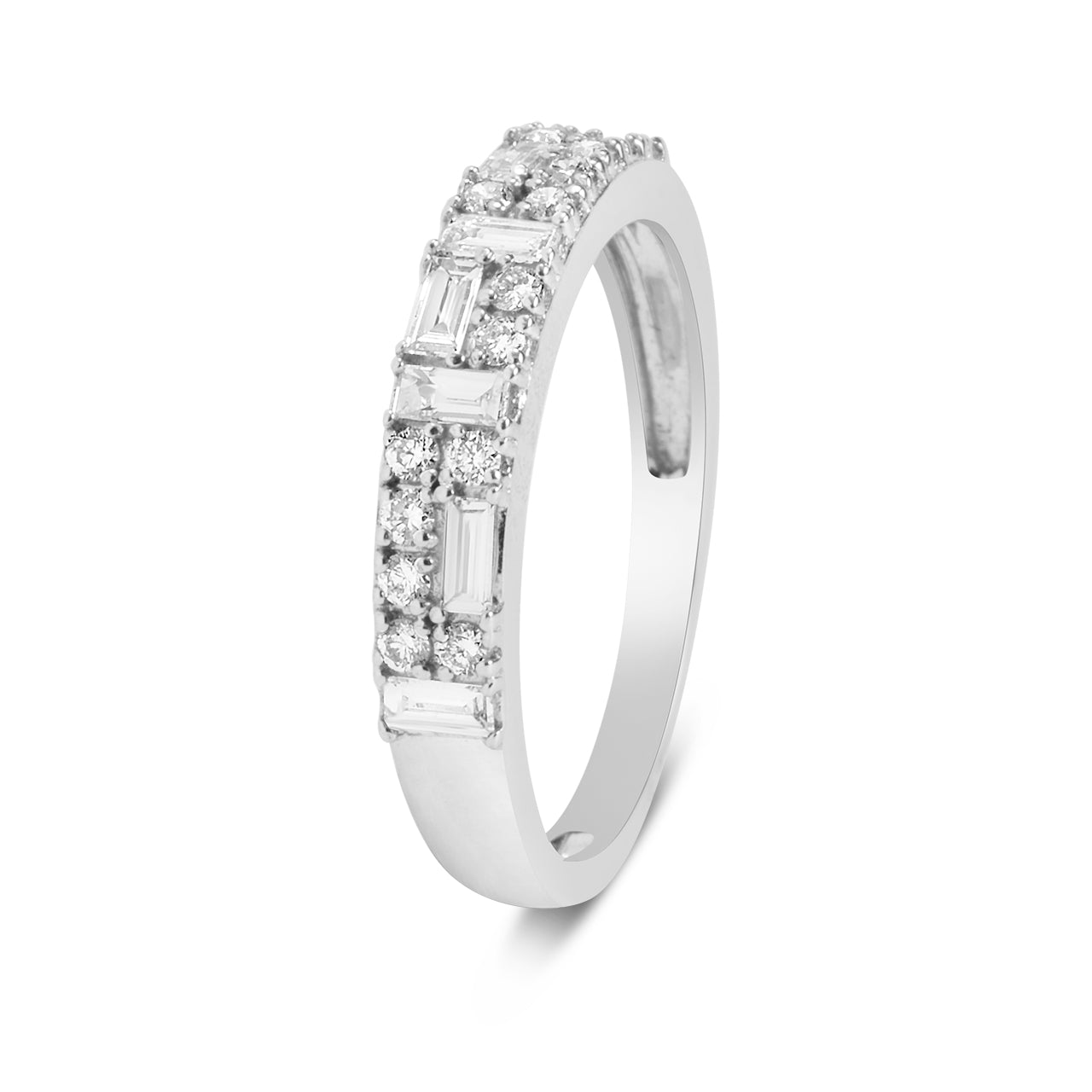 Diamond Baguette & Round Mosaic Band