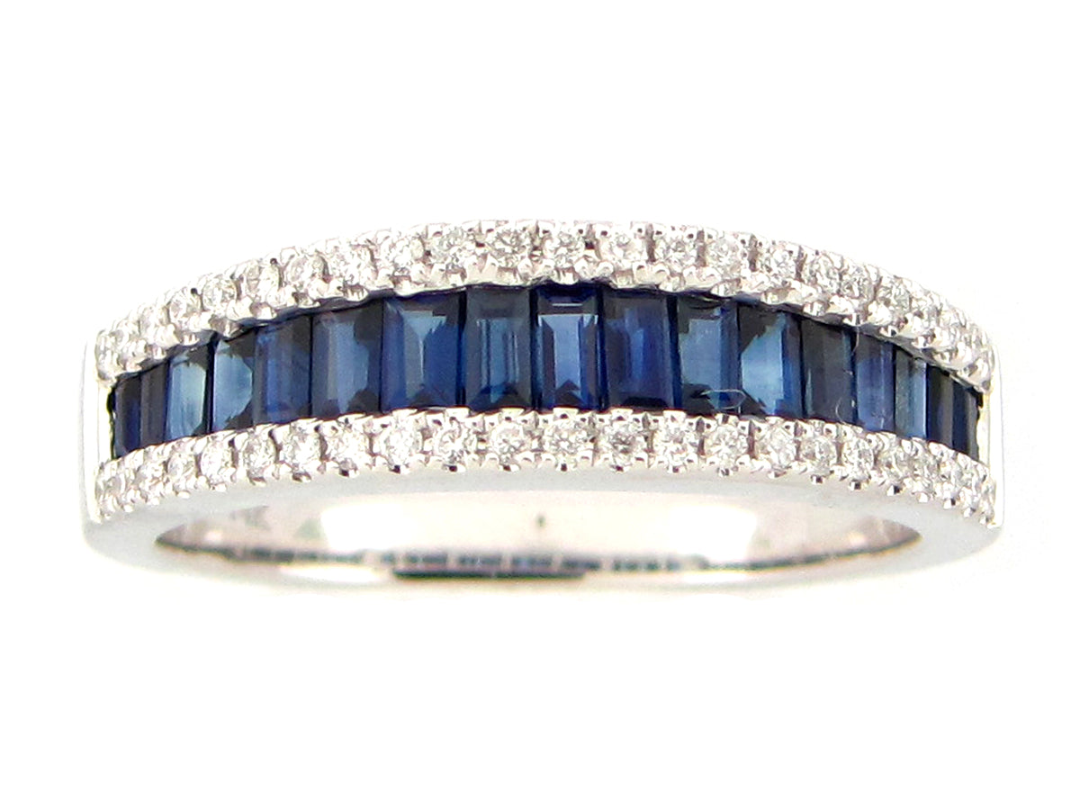 SAPPHIRE & DIAMOND RING, 14KW (H)
