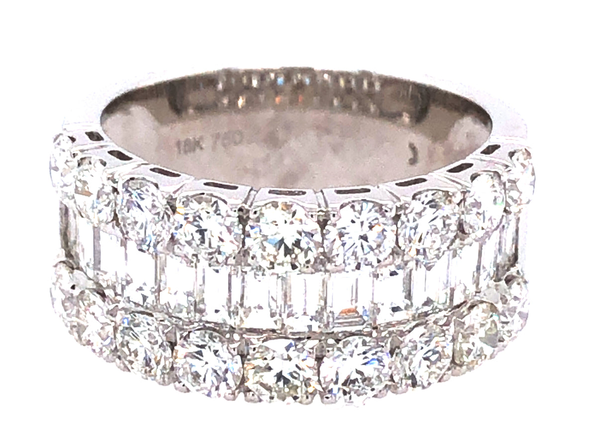 DIAMOND BAGUETTES & ROUNDS CHANNEL RING, 18KW (N)