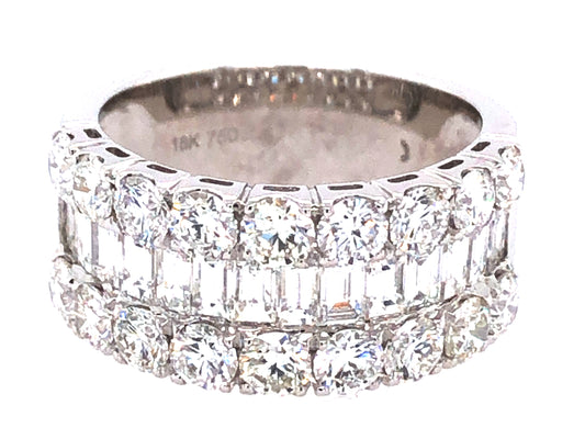 DIAMOND BAGUETTES & ROUNDS CHANNEL RING, 18KW (N)