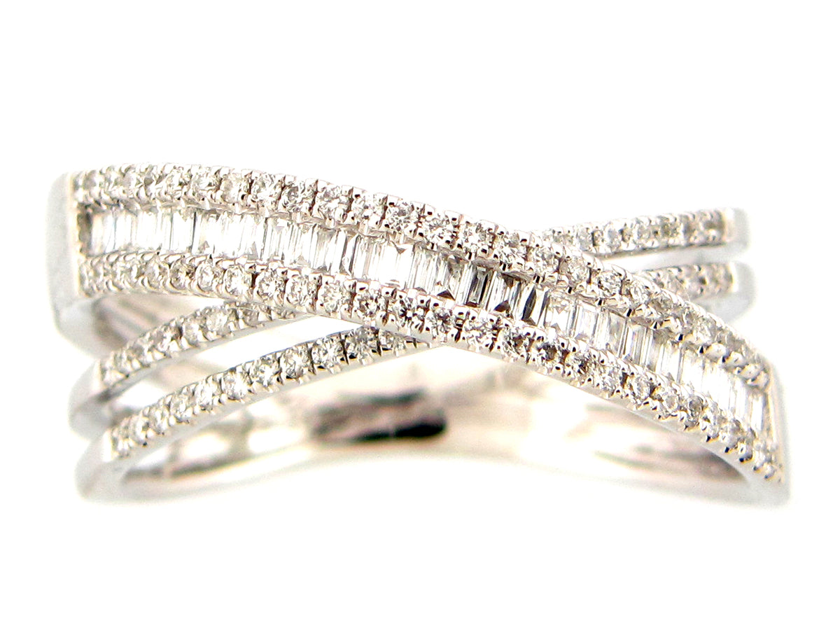 DIAMOND BYPASS RING, 14KW (N)