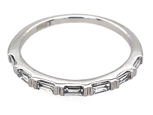 DIAMOND 1 ROW BAGUETTE BAR SET RING, PLAT (N)