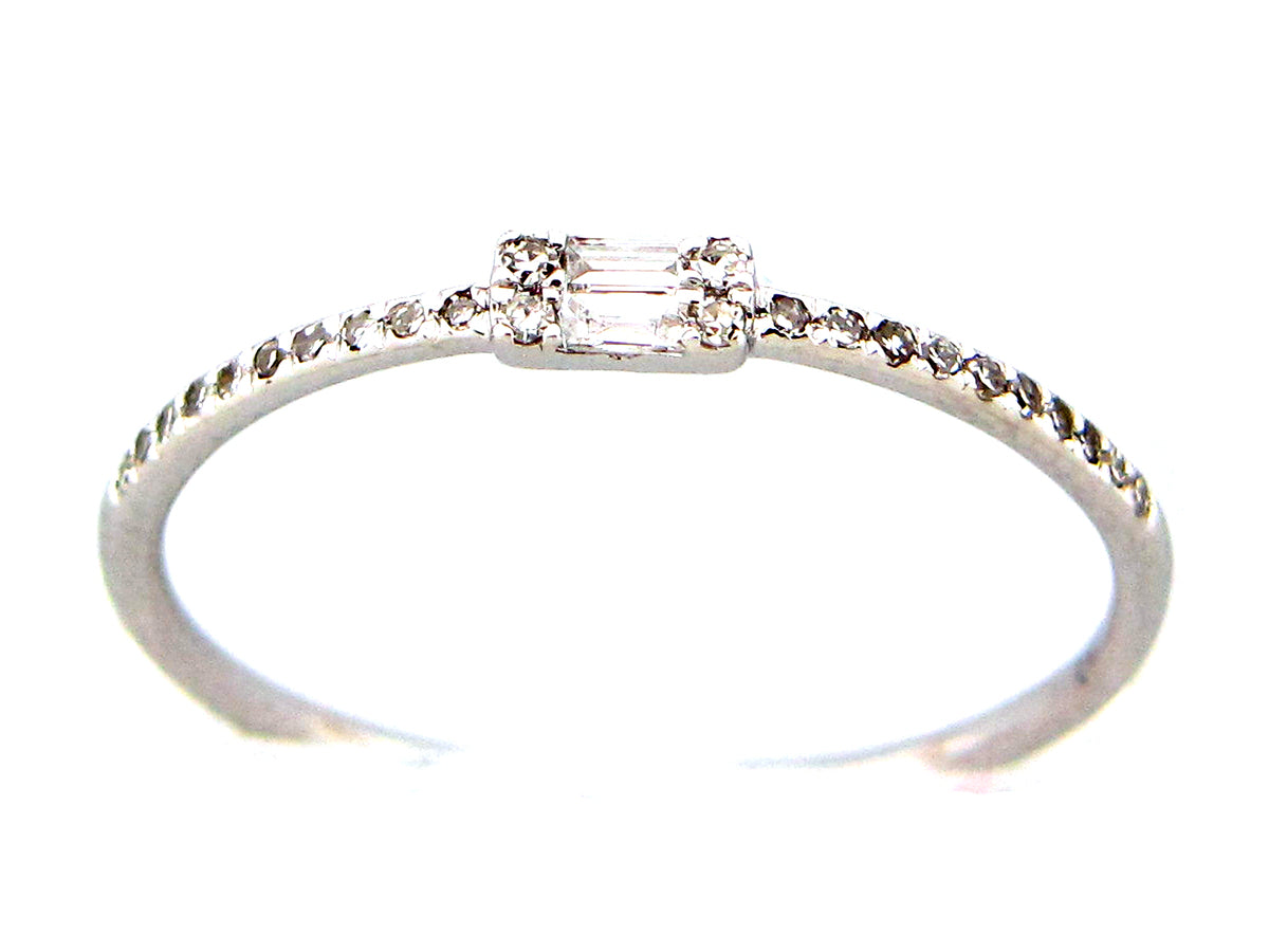 DIAMOND DOUBLE BAGUETTE RING, 14KW (N)