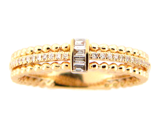 DIAMOND BEAD EDGE RING, 14KY (N)