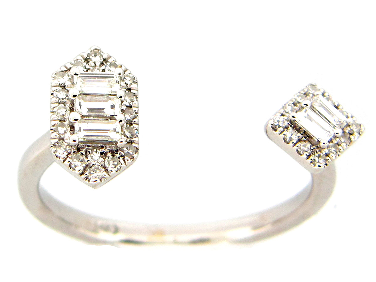 DIAMOND OPEN RING, 14KW (N)