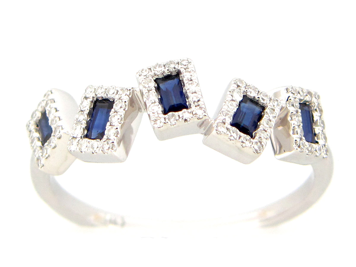 SAPPHIRE & DIAMOND RING, 14KW (H)