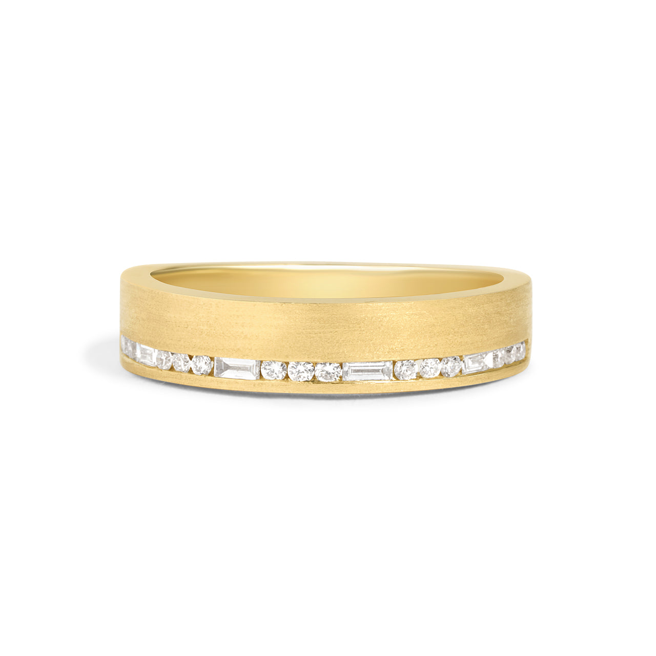 Diamond Baguette & Round Line Band