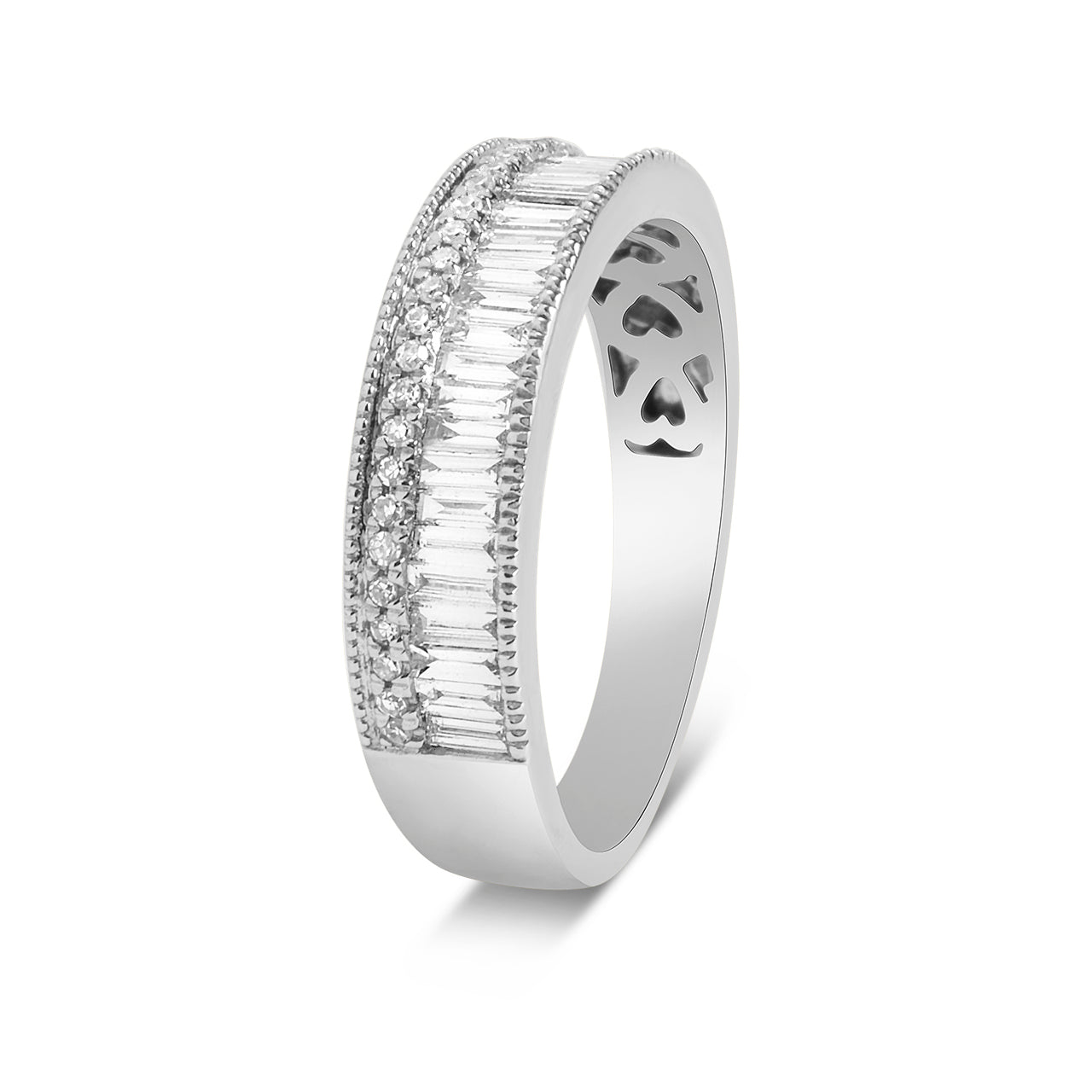 Diamond Baguette & Round Milgrain Duet Band