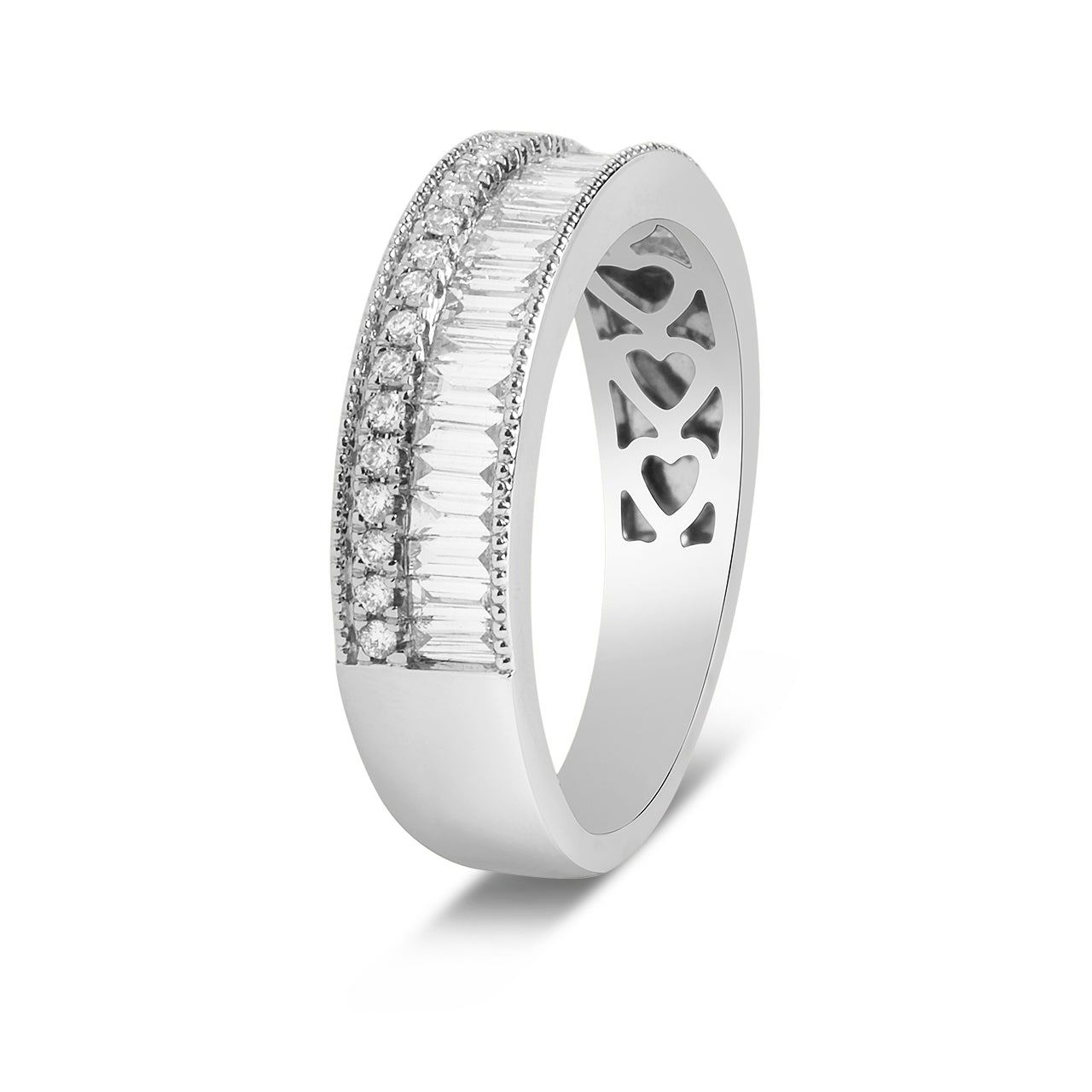 Diamond Baguette & Round Milgrain Duet Band