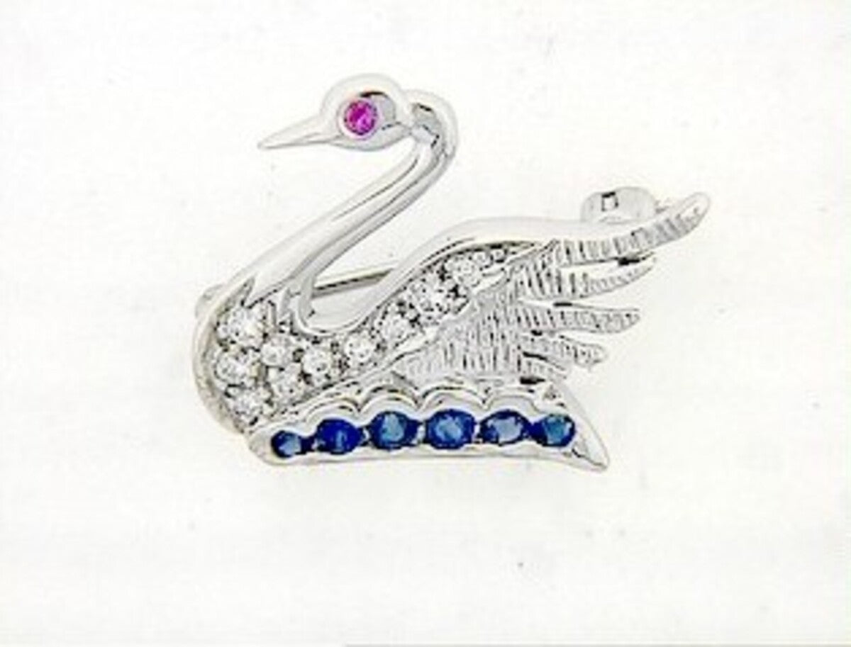 SAPPHIRE & DIAMOND BROACH, 18KW (H), C=0.35