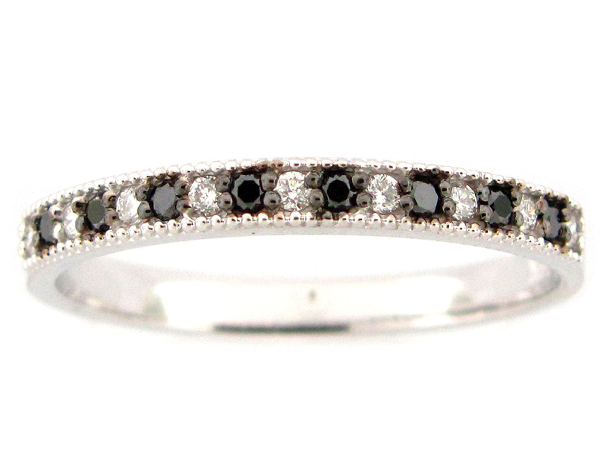 BLACK & WHITE DIAMOND BAND, 14KW (R/N)