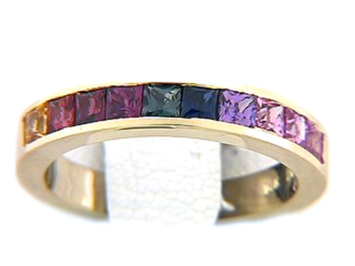 RAINBOW SAPPHIRE RING, 14KY (H/U)