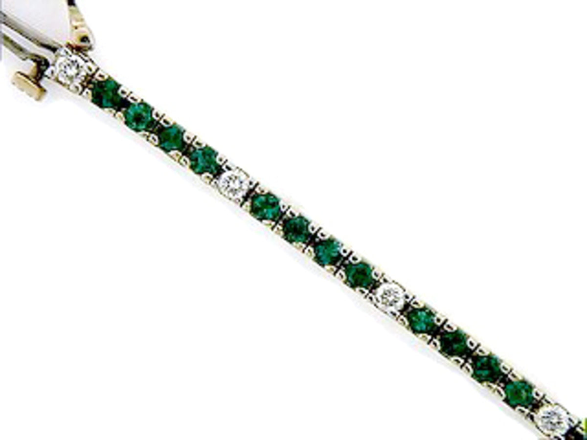 EMERALD & DIAMOND  BRACELET, 14KY (O)