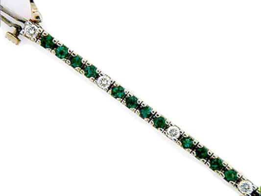 EMERALD & DIAMOND  BRACELET, 14KY (O)