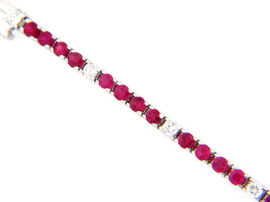 RUBY & DIAMOND BRACELET, 14KW (H), C=4.25