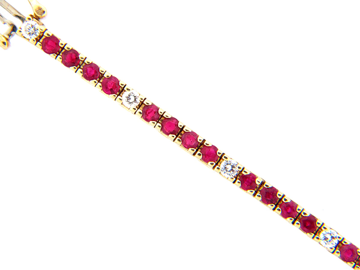 RUBY & DIAMOND BRACELET, 14KY (H), C=4.25