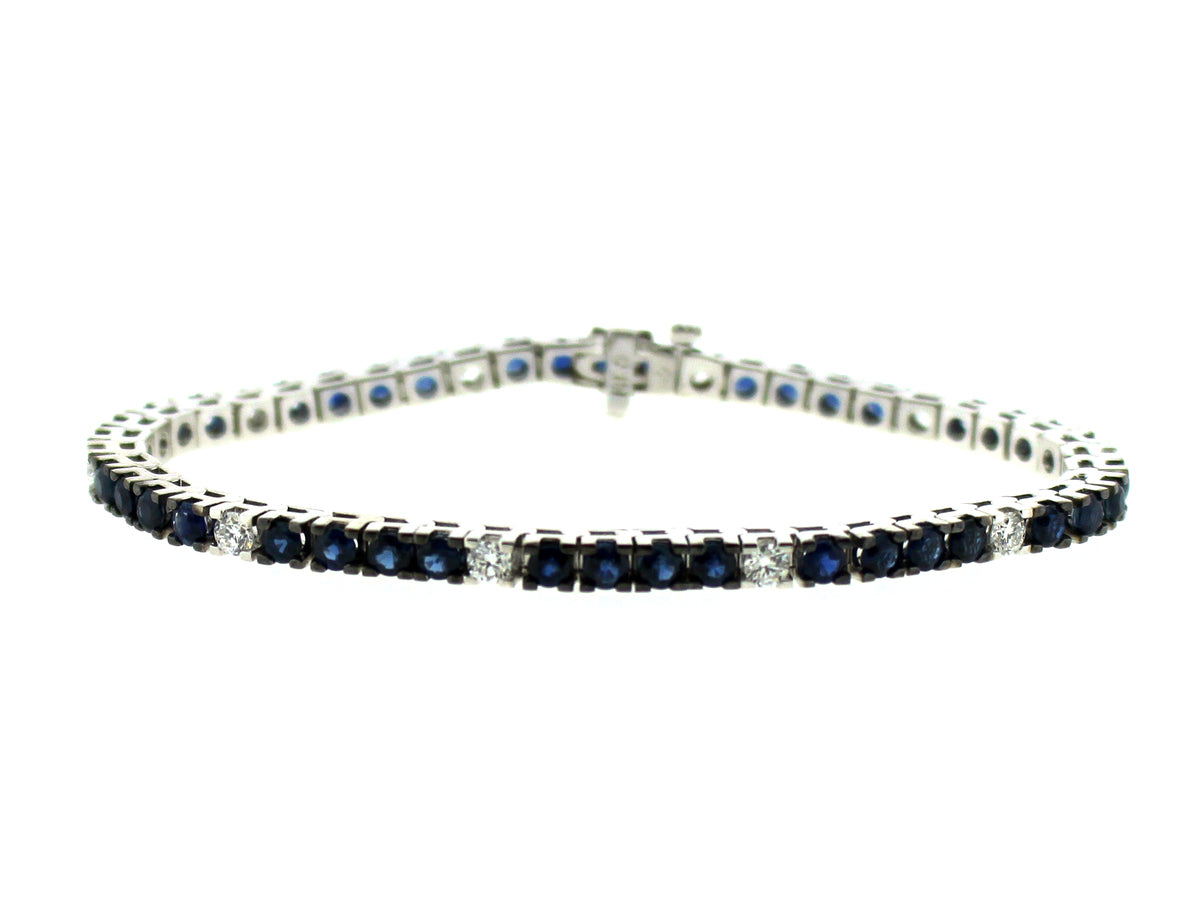 SAPPHIRE & DIAMOND BRACELET, 14KW (H)
