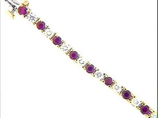 RUBY & DIAMOND BRACELET, 14KY (H)
