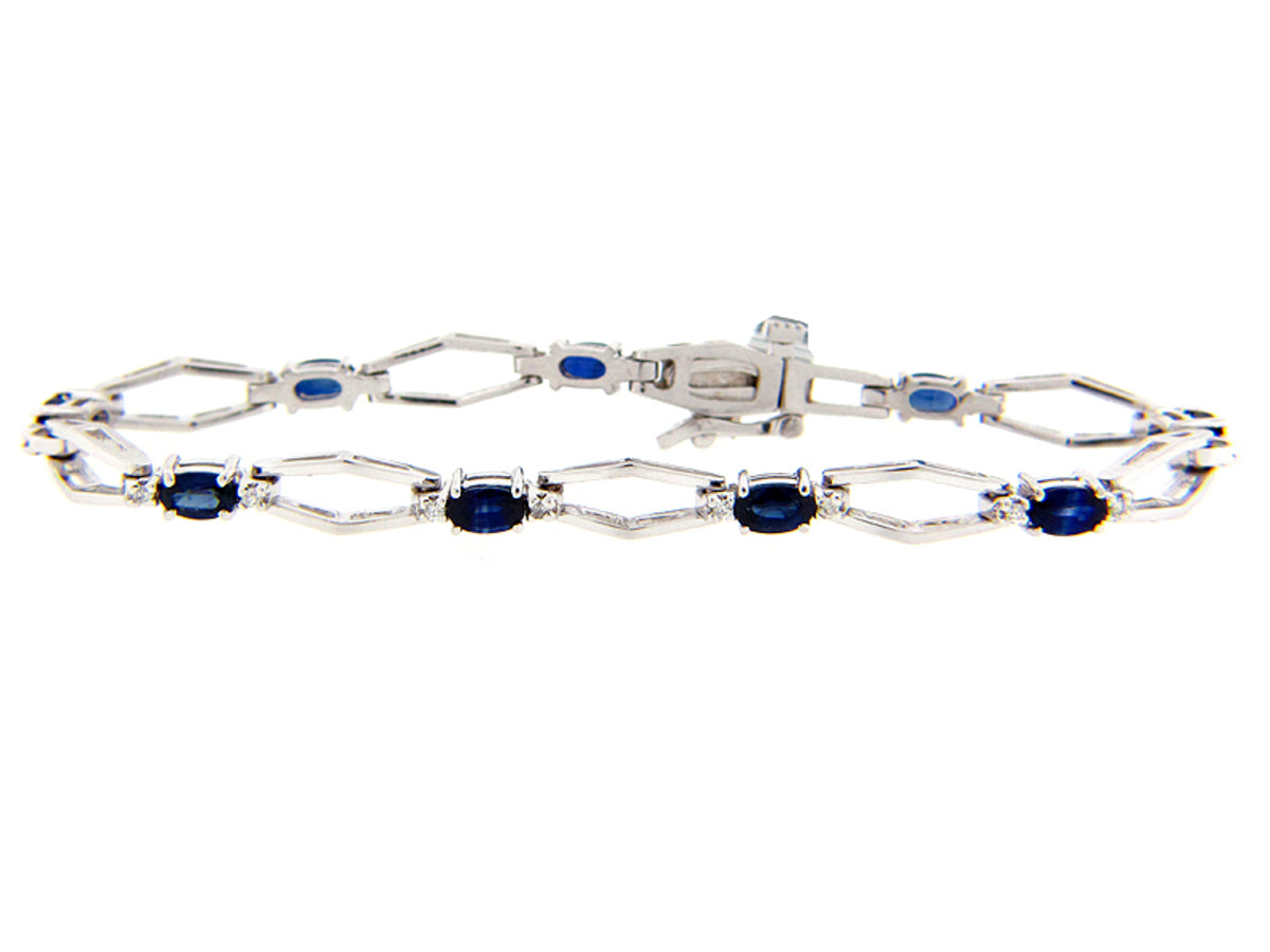 SAPPHIRE & DIAMOND BRACELET, 14KW (E), C=2.80