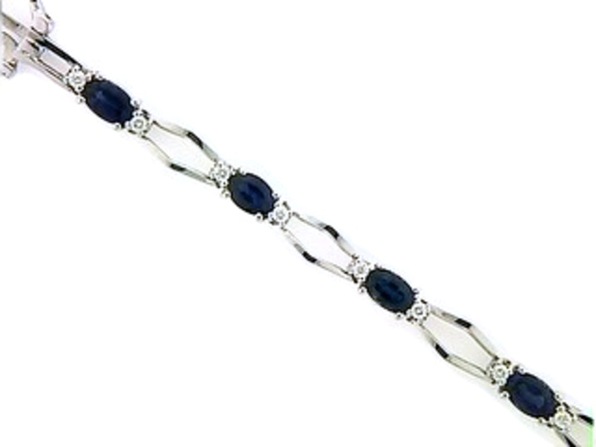 SAPPHIRE & DIAMOND BRACELET, 14KW (H), C=5.60