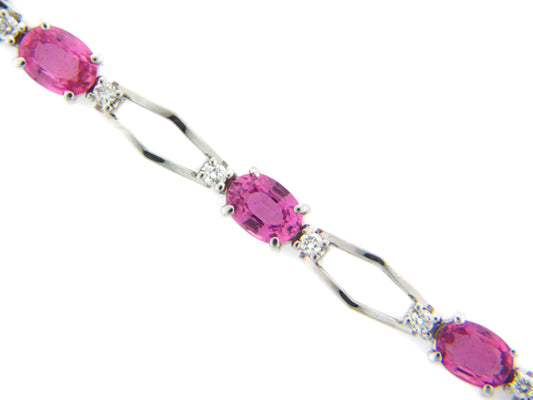 PINK SAPPHIRE & DIAMOND BRACELET, 14KW (H)