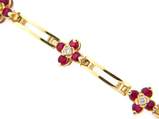 RUBY & DIAMOND BRACELET, 14KY (H), C=2.60