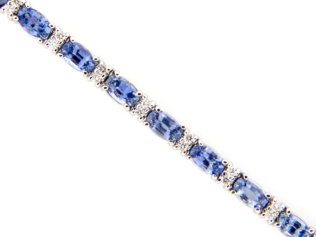 SAPPHIRE & DIAMOND BRACELET, 14KW (H)