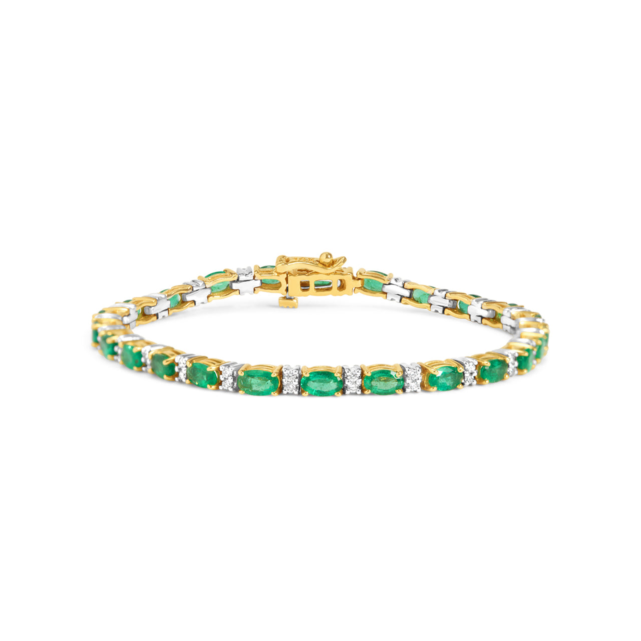 Emerald & Diamond Oval Tennis Bracelet